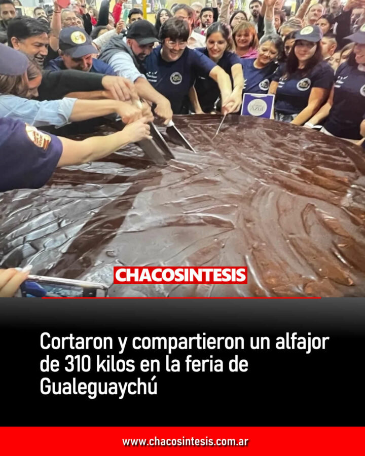 Cortaron y compartieron un alfajor de 310 kilos en la feria de Gualeguaychú