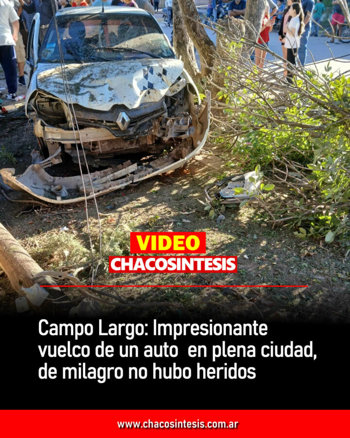 Campo Largo: Impresionante vuelco de un auto  en plena ciudad, de milagro no hubo heridos