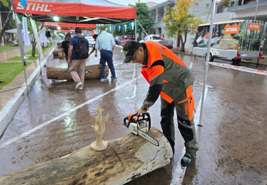 Sáenz Peña: Arrancó la sexta edición del Encuentro Internacional de Escultores en la plaza San Martín