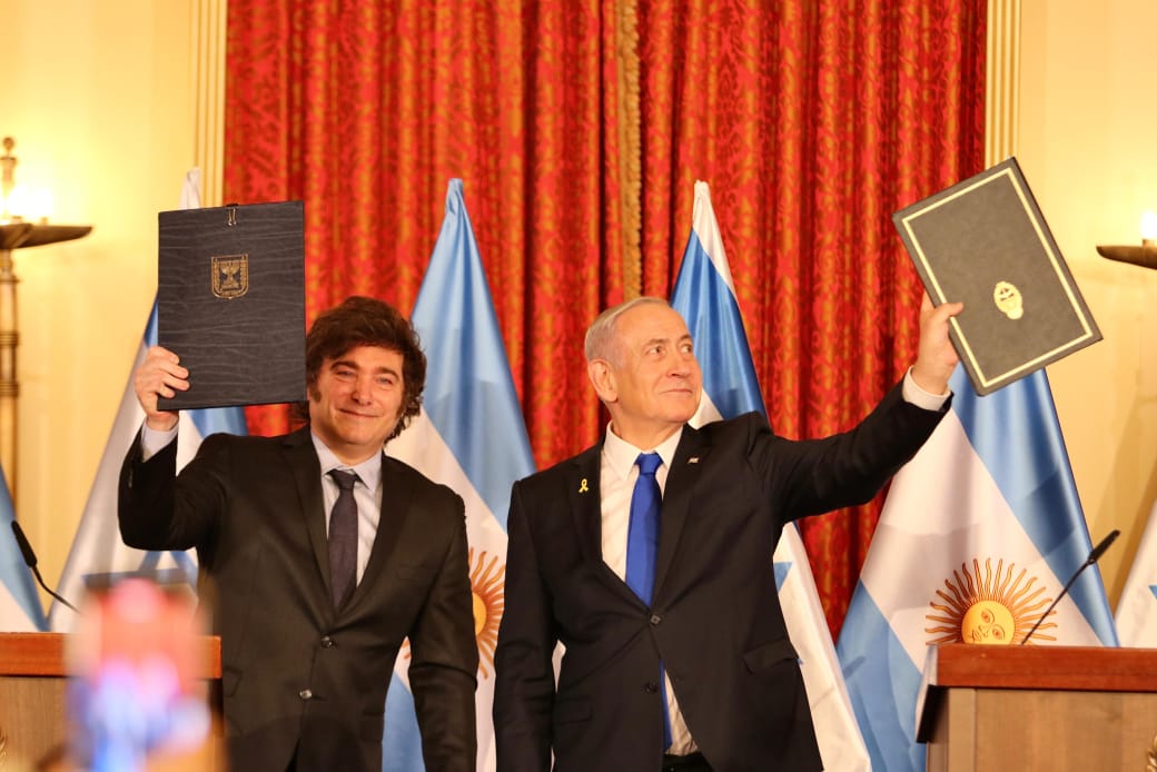 Javier Milei firmó el memorándum de entendimiento con Benjamin Netanyahu