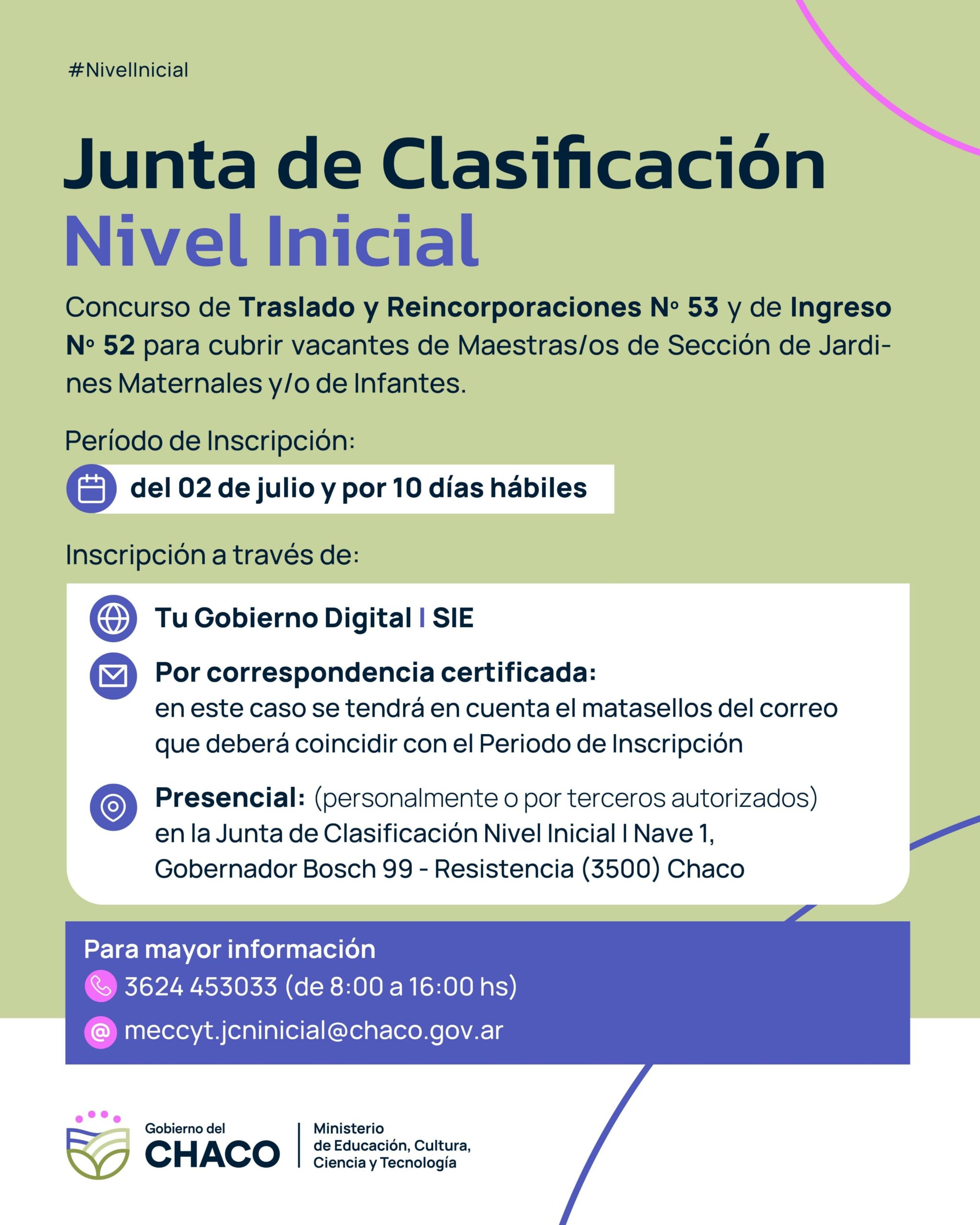 NIVEL INICIAL: ESTÁ ABIERTA LA INSCRIPCIÓN A CONCURSOS DE TRASLADO E INGRESO